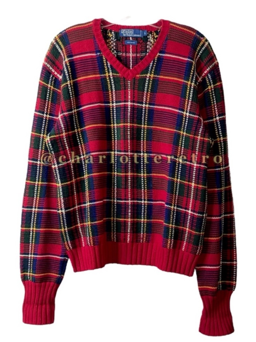 vtg Polo Ralph Lauren Tartan Plaid Sweater